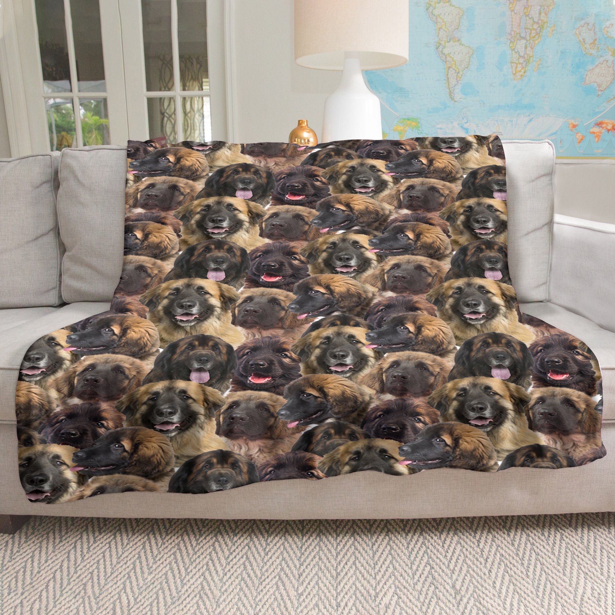 Leonberger Dog 3D Face Pattern Premium Blanket V001 – Dog so cute