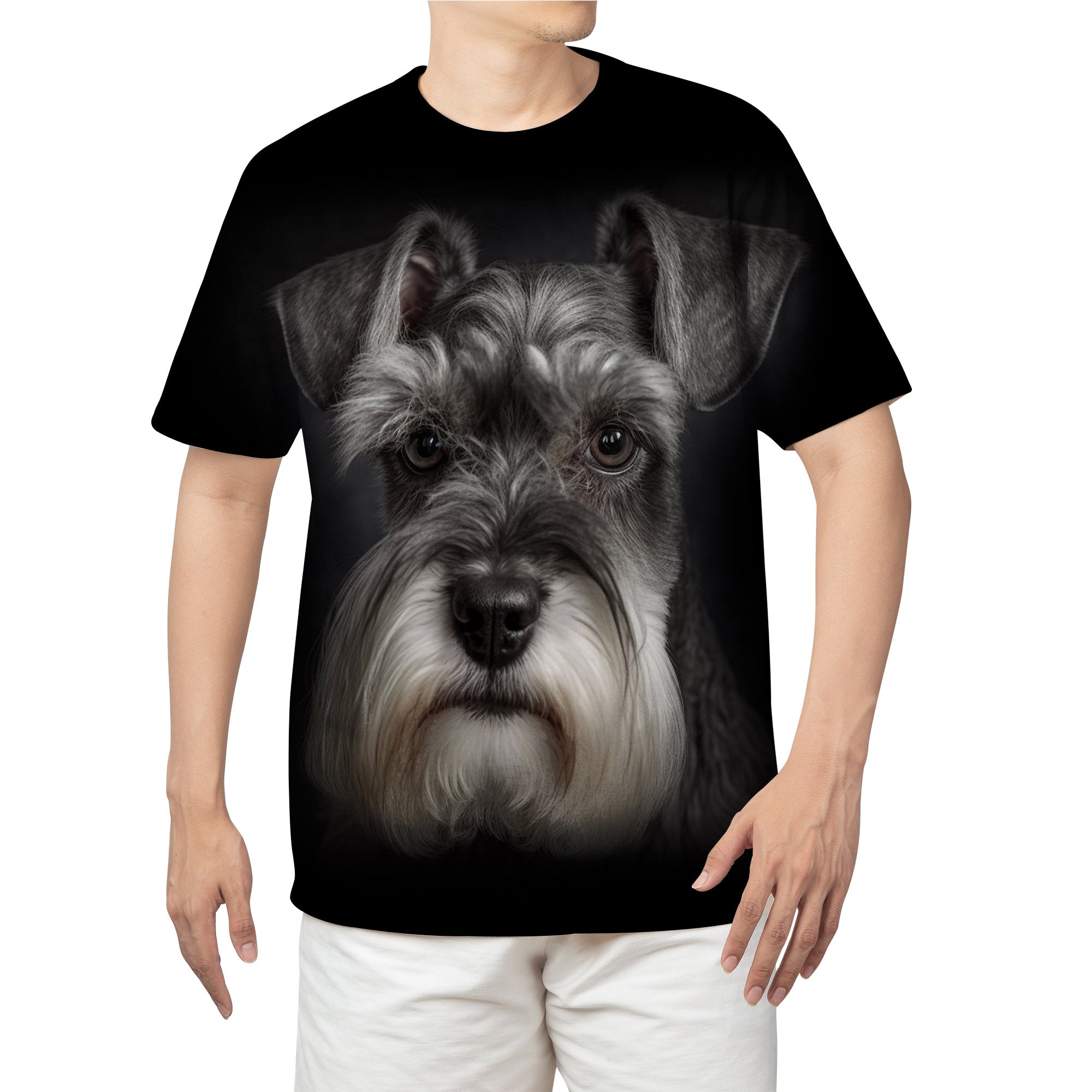 Miniature Schnauzer Dog 2 3D Face Premium T-shirt V037 – Dog so cute